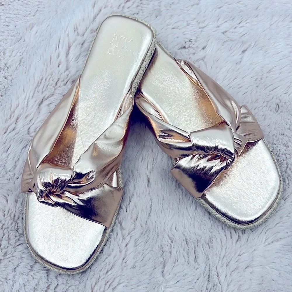 New York & Co Guadalup rose gold slip on sandals